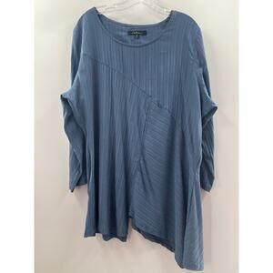 Calessa Women’s 3/4 Sleeve Assymetrical Tunic Top Cadet Blue Size 1X